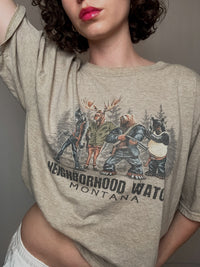 Vintage T-Shirt mit braunem Aufdruck L/XL