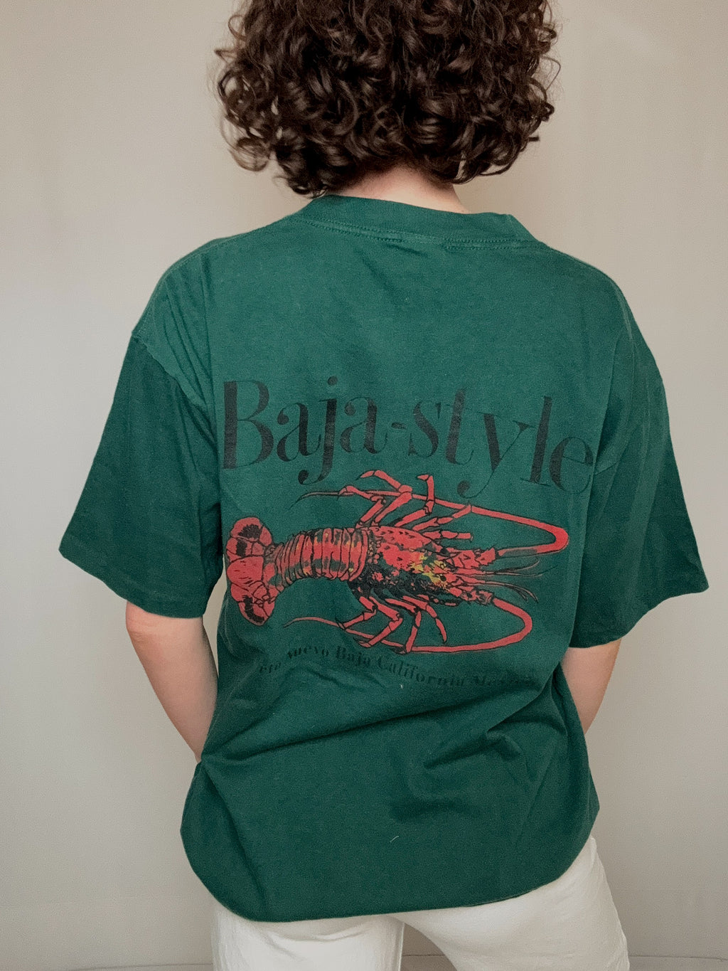 Grünes Hummer-T-Shirt L Vintage