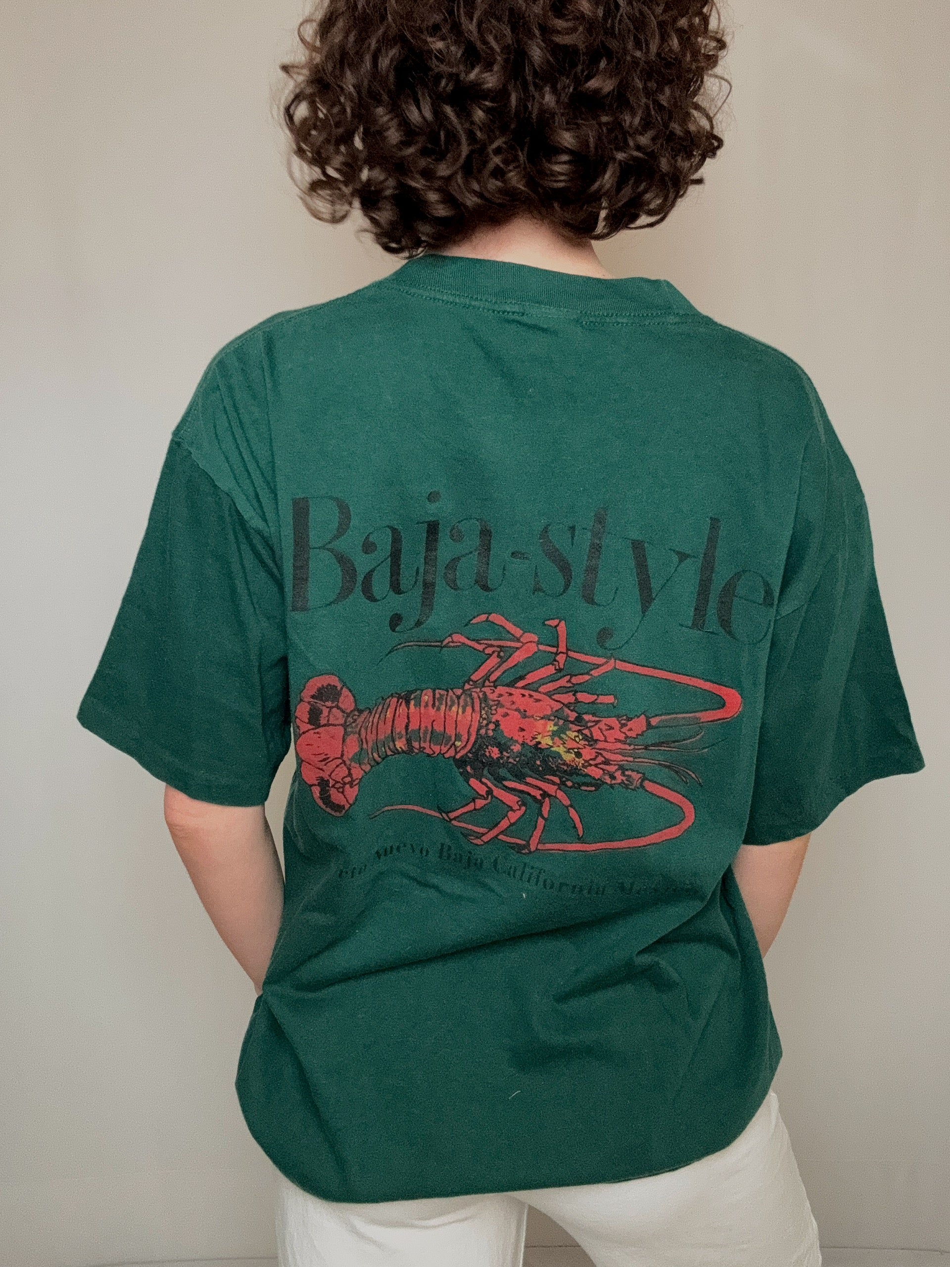 Grünes Hummer-T-Shirt L Vintage