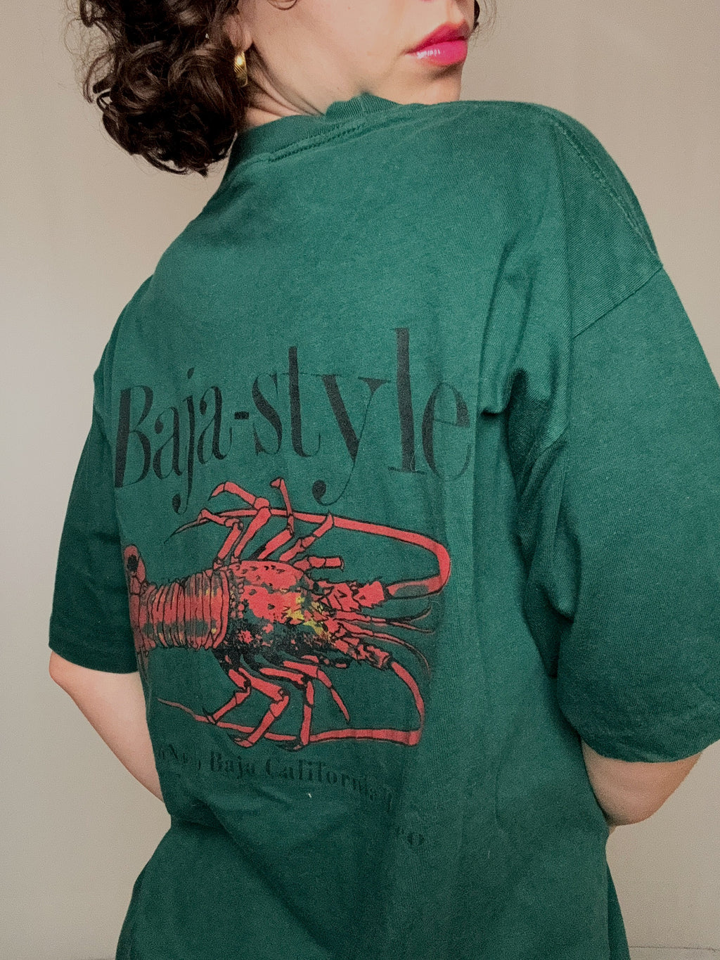 Grünes Hummer-T-Shirt L Vintage