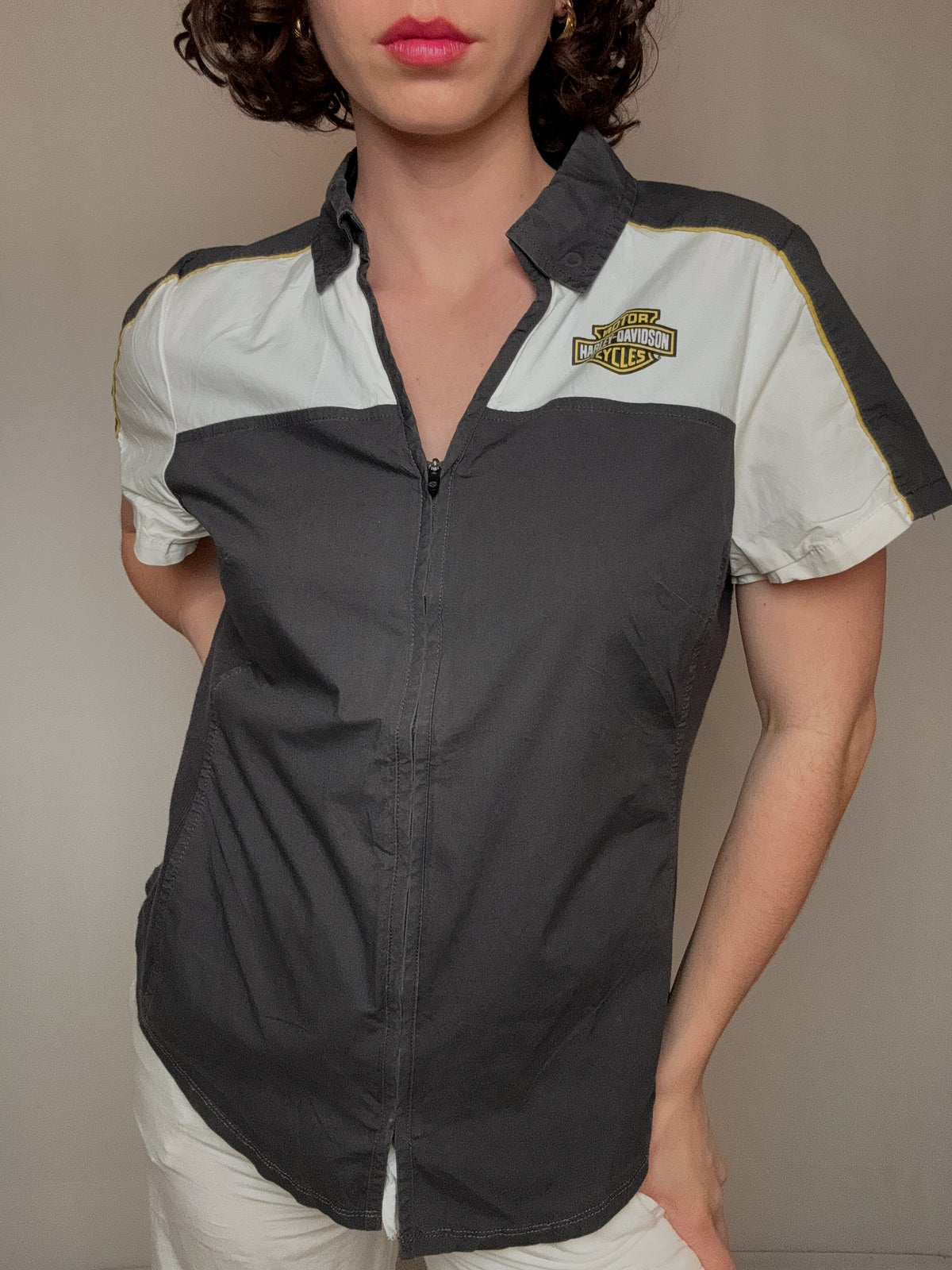 Chemise bicolore Harley davidson L vintage
