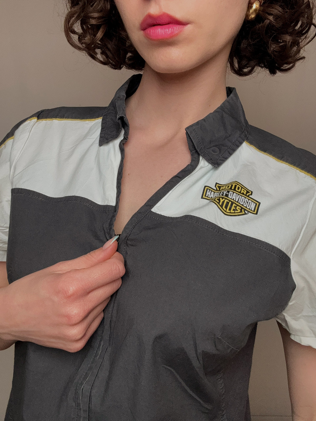 Chemise bicolore Harley davidson L vintage