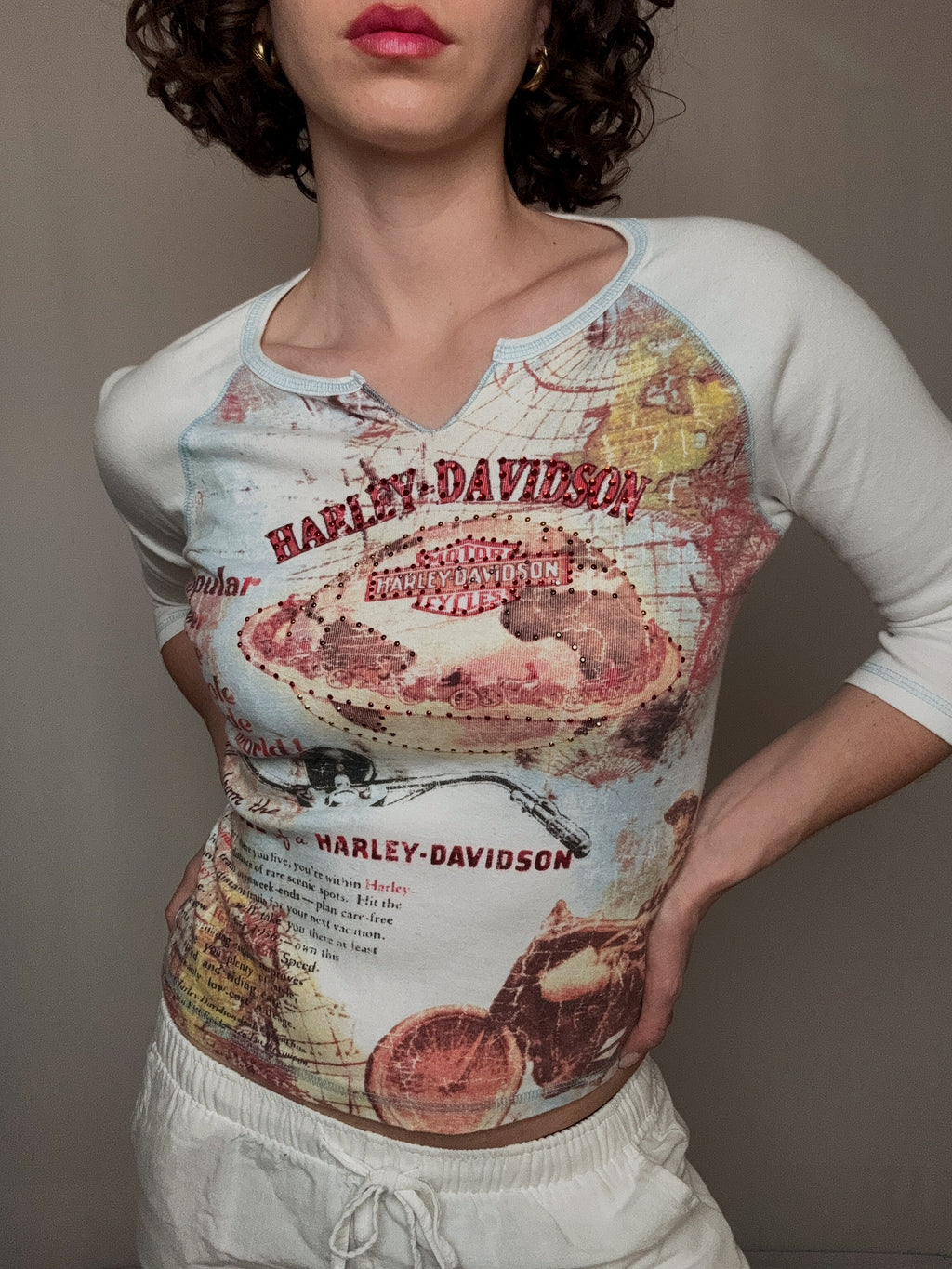 Vintage Harley Davidson bedrucktes Top