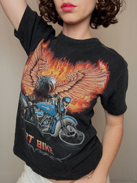 Vintage-Biker-T-Shirt mit Aufdruck S