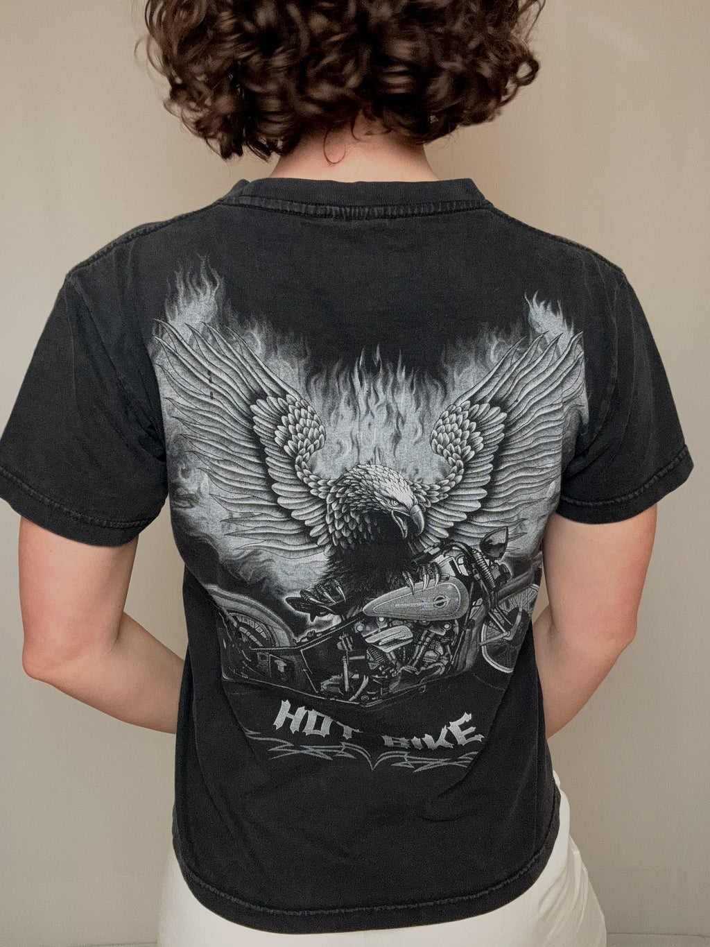 Vintage-Biker-T-Shirt mit Aufdruck S