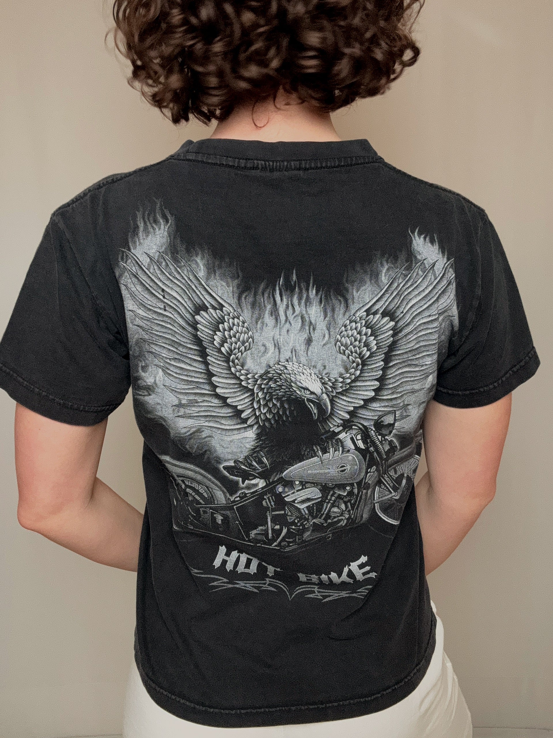 Vintage-Biker-T-Shirt mit Aufdruck S