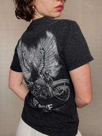 Vintage-Biker-T-Shirt mit Aufdruck S