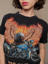Vintage-Biker-T-Shirt mit Aufdruck S