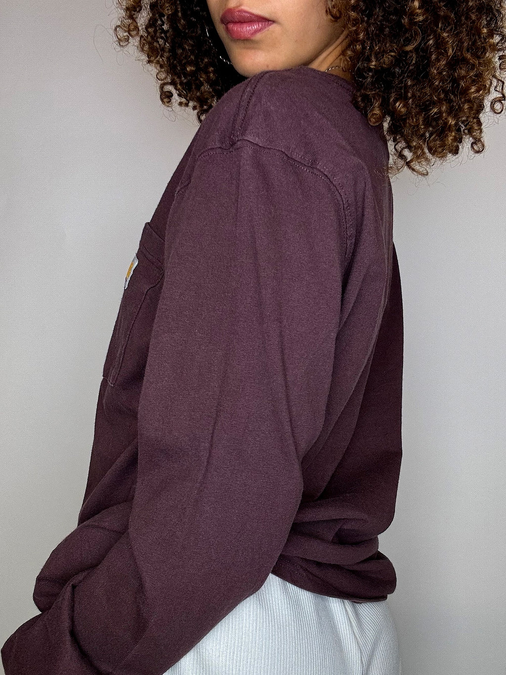 CARHARTT Vintage-Langarmshirt in Burgunderrot, Größe L