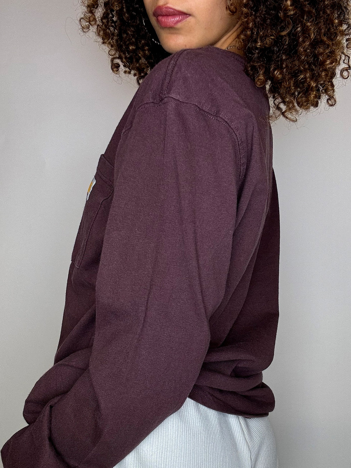 CARHARTT Vintage-Langarmshirt in Burgunderrot, Größe L