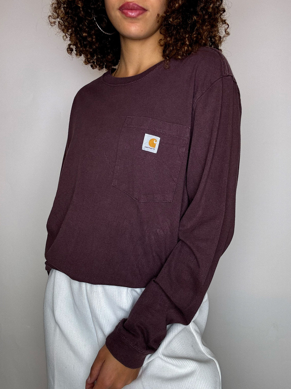 CARHARTT Vintage-Langarmshirt in Burgunderrot, Größe L