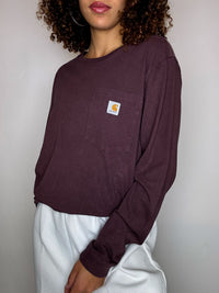 CARHARTT Vintage-Langarmshirt in Burgunderrot, Größe L