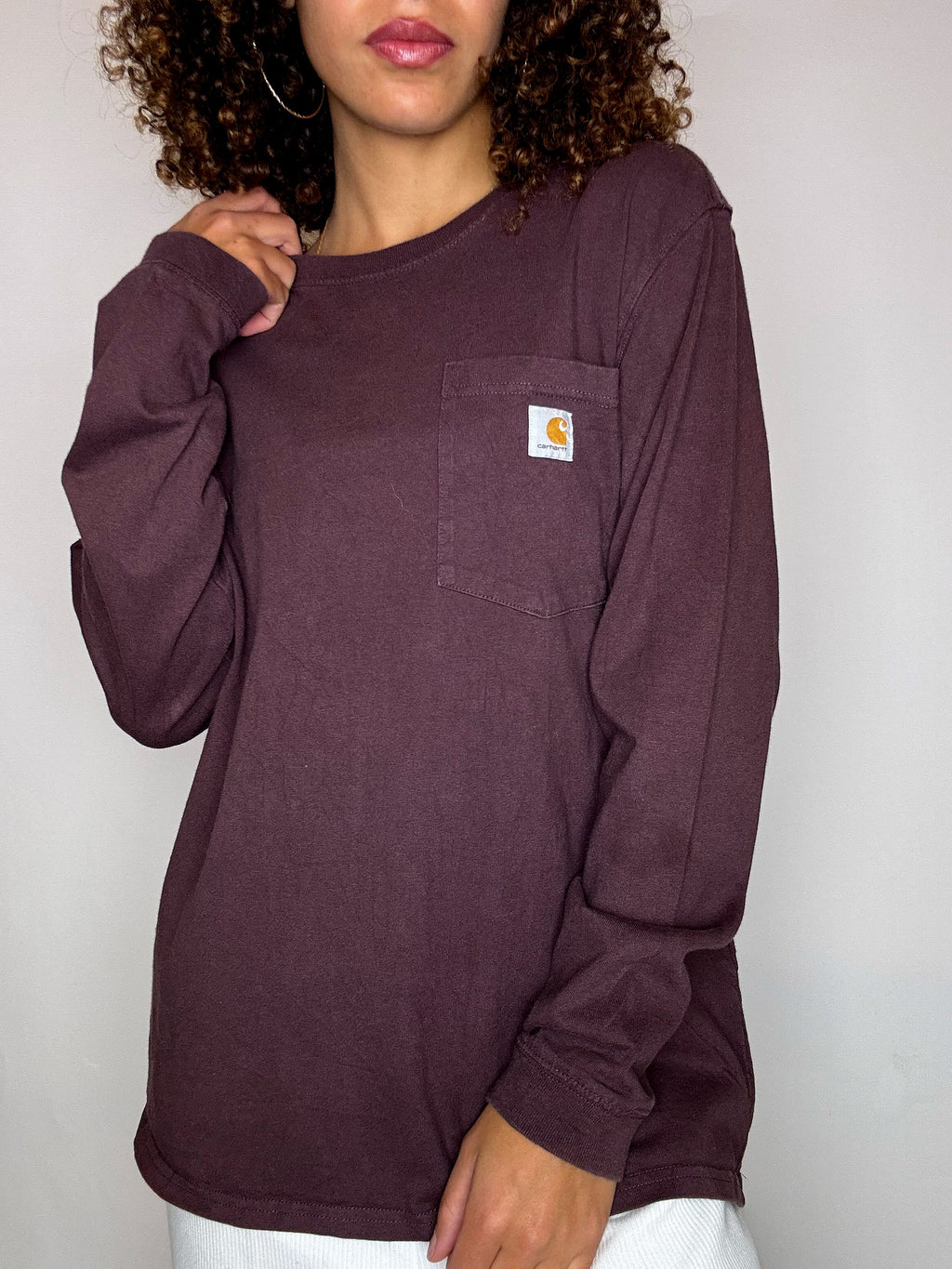 CARHARTT Vintage-Langarmshirt in Burgunderrot, Größe L
