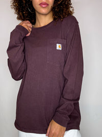 CARHARTT Vintage-Langarmshirt in Burgunderrot, Größe L