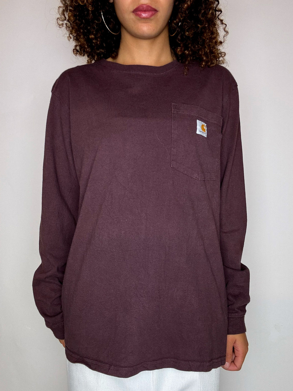 CARHARTT Vintage-Langarmshirt in Burgunderrot, Größe L