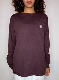 CARHARTT Vintage-Langarmshirt in Burgunderrot, Größe L