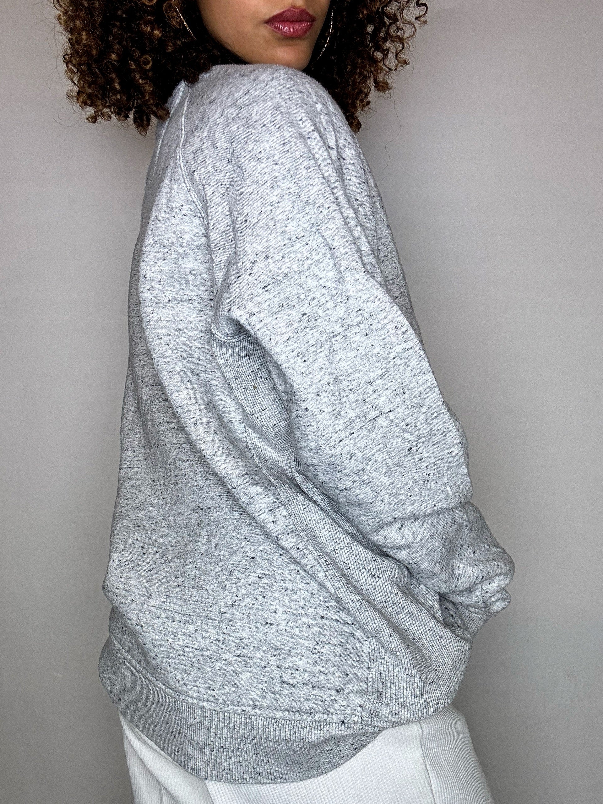 Vintage-Sweatshirt mit Rundhalsausschnitt, meliertes Grau, Größe XL