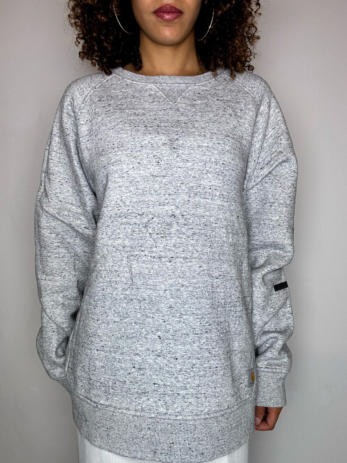 Vintage-Sweatshirt mit Rundhalsausschnitt, meliertes Grau, Größe XL