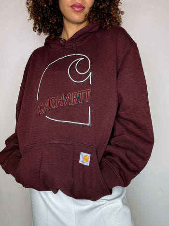 Sweat bordeaux à capuche CARHARTT L vintage