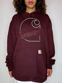 CARHARTT burgundy hooded sweatshirt L vintage