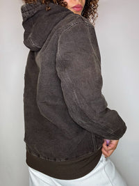 CARHARTT Vintage-Jacke mit braunem Futter und Kapuze, Größe S