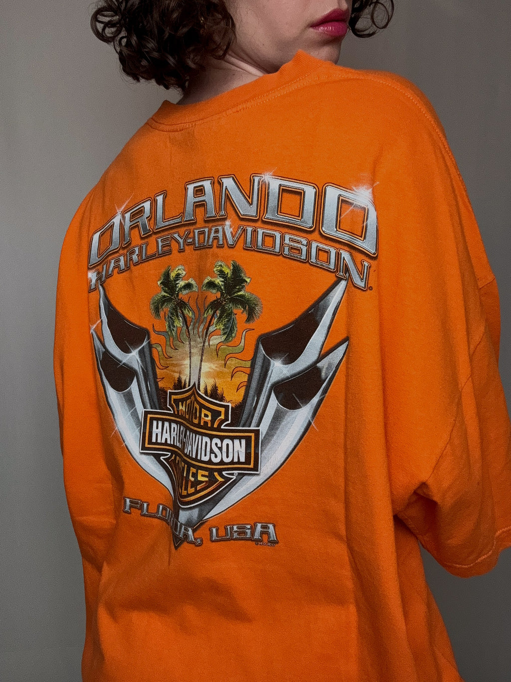 Oranges Harley-Davidson T-Shirt, Größe 3XL, Vintage