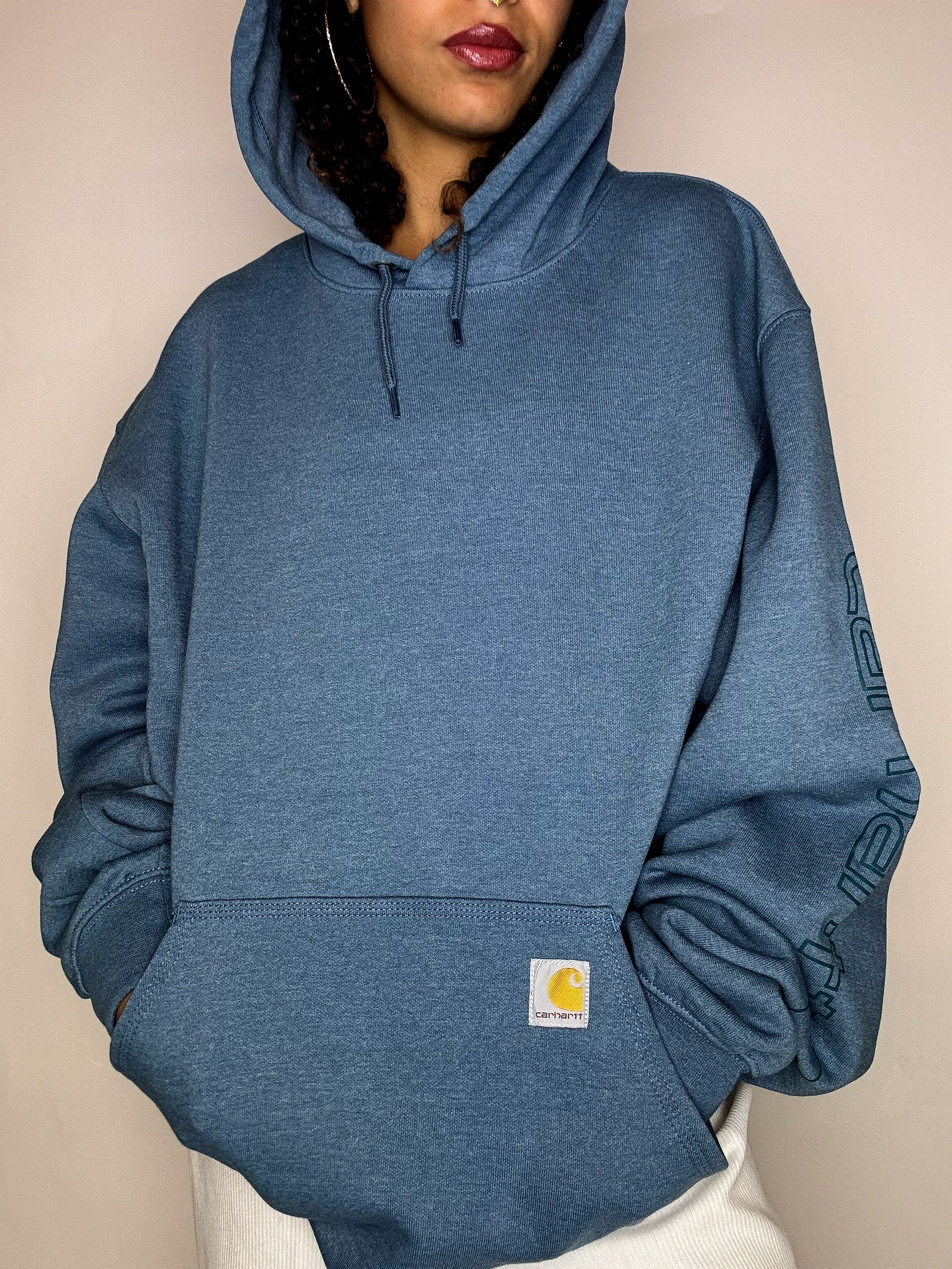 Vintage XL Carhartt blauer Kapuzenpullover