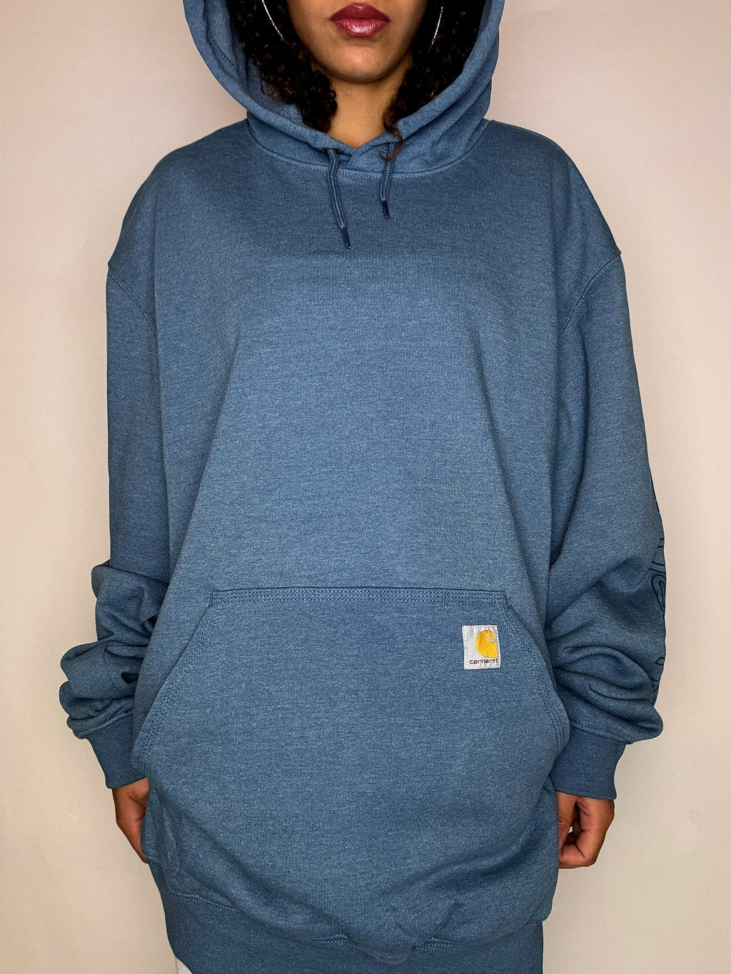 Vintage XL Carhartt blauer Kapuzenpullover