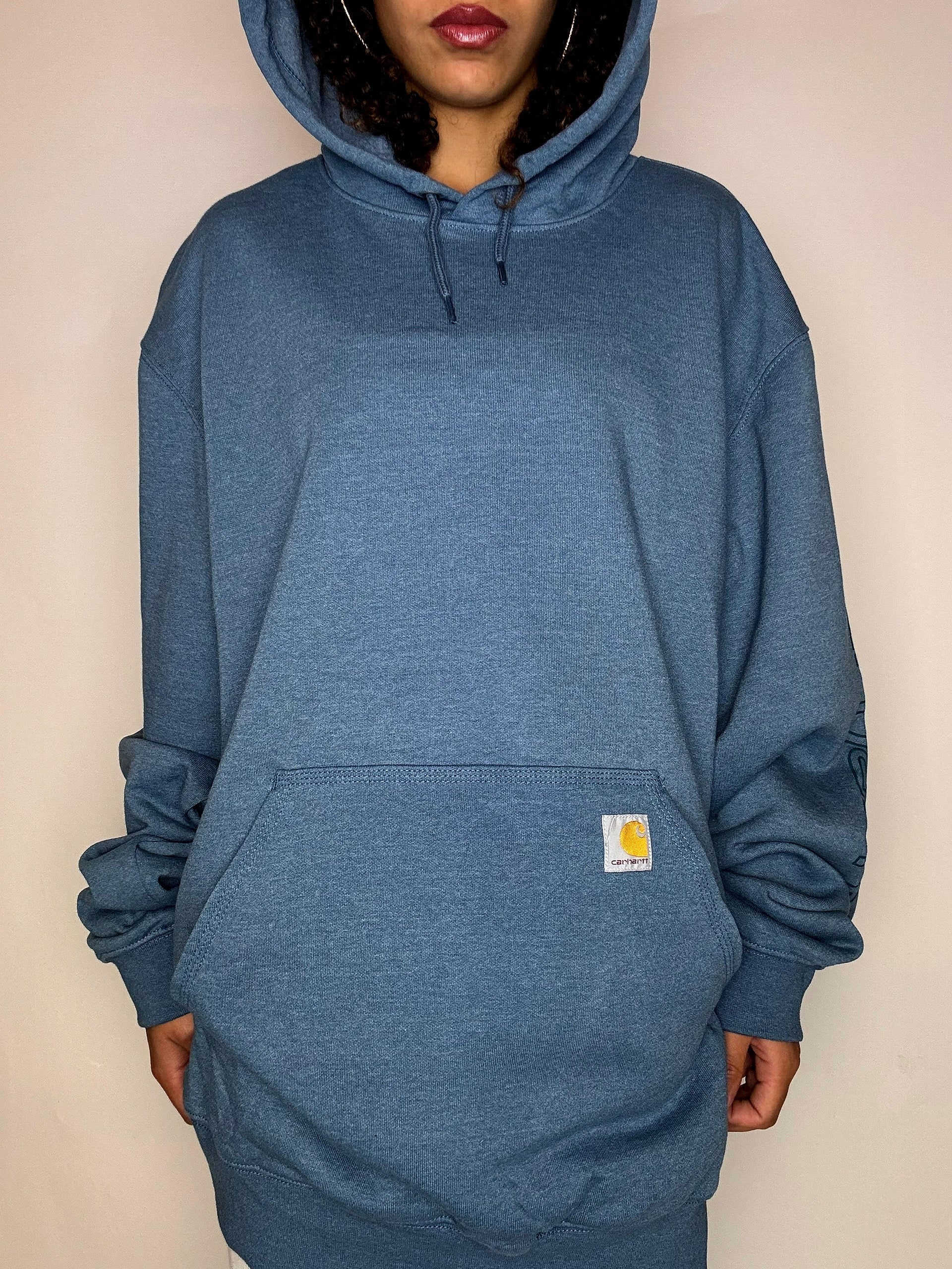 Vintage XL Carhartt blauer Kapuzenpullover
