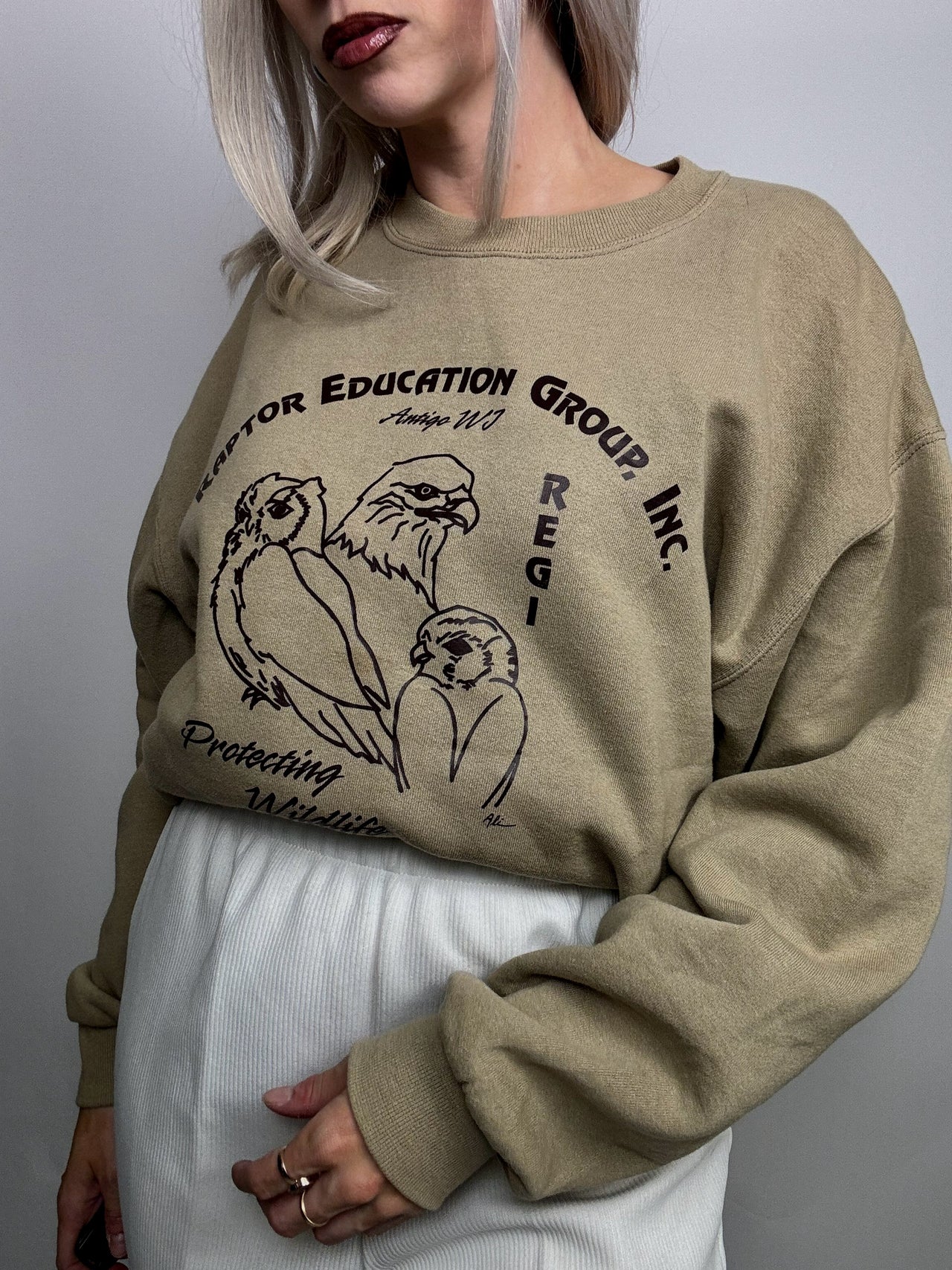 Sweat beige col rond vintage