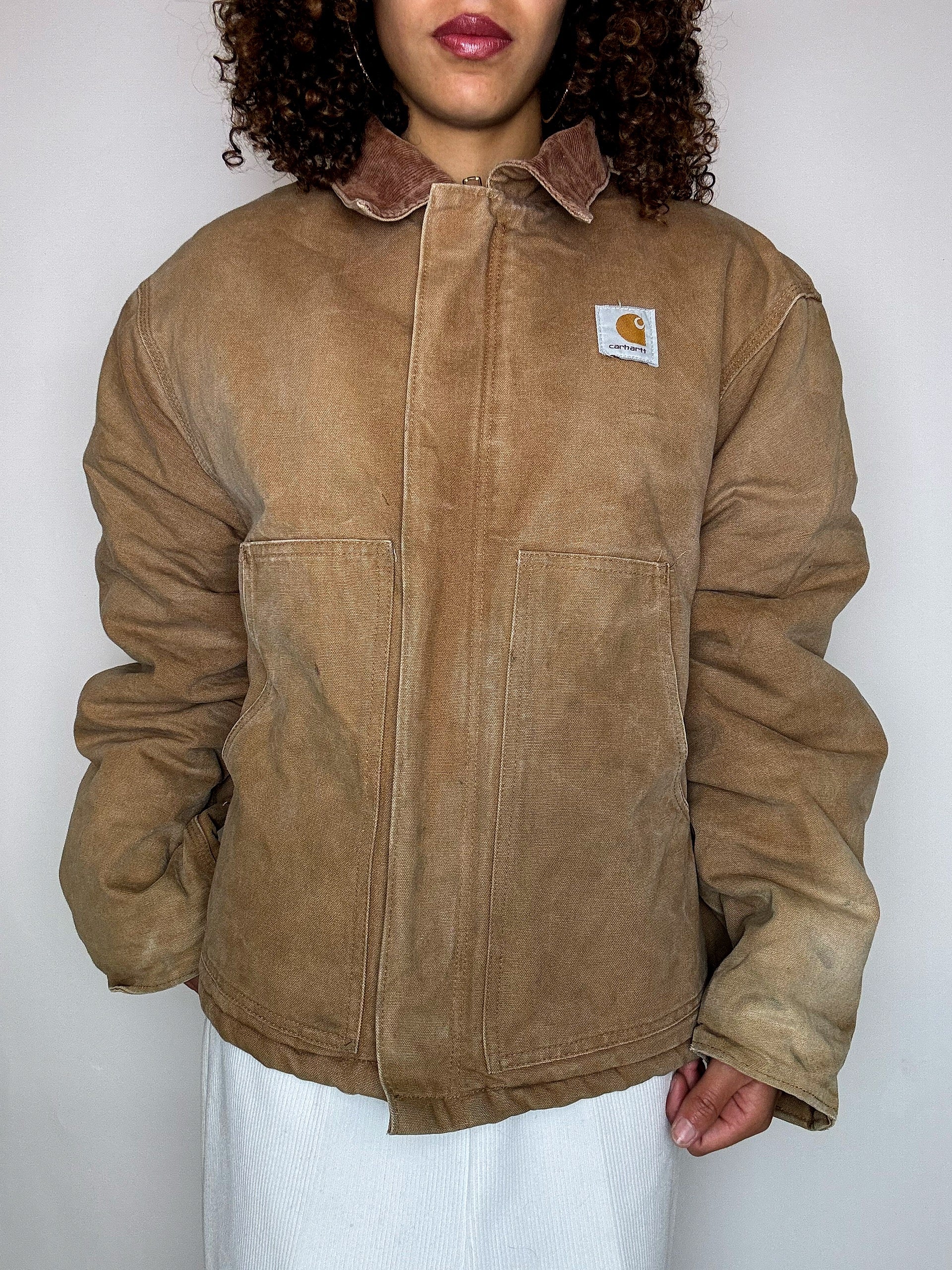Vintage beige gefütterte CARHARTT-Jacke, Größe L