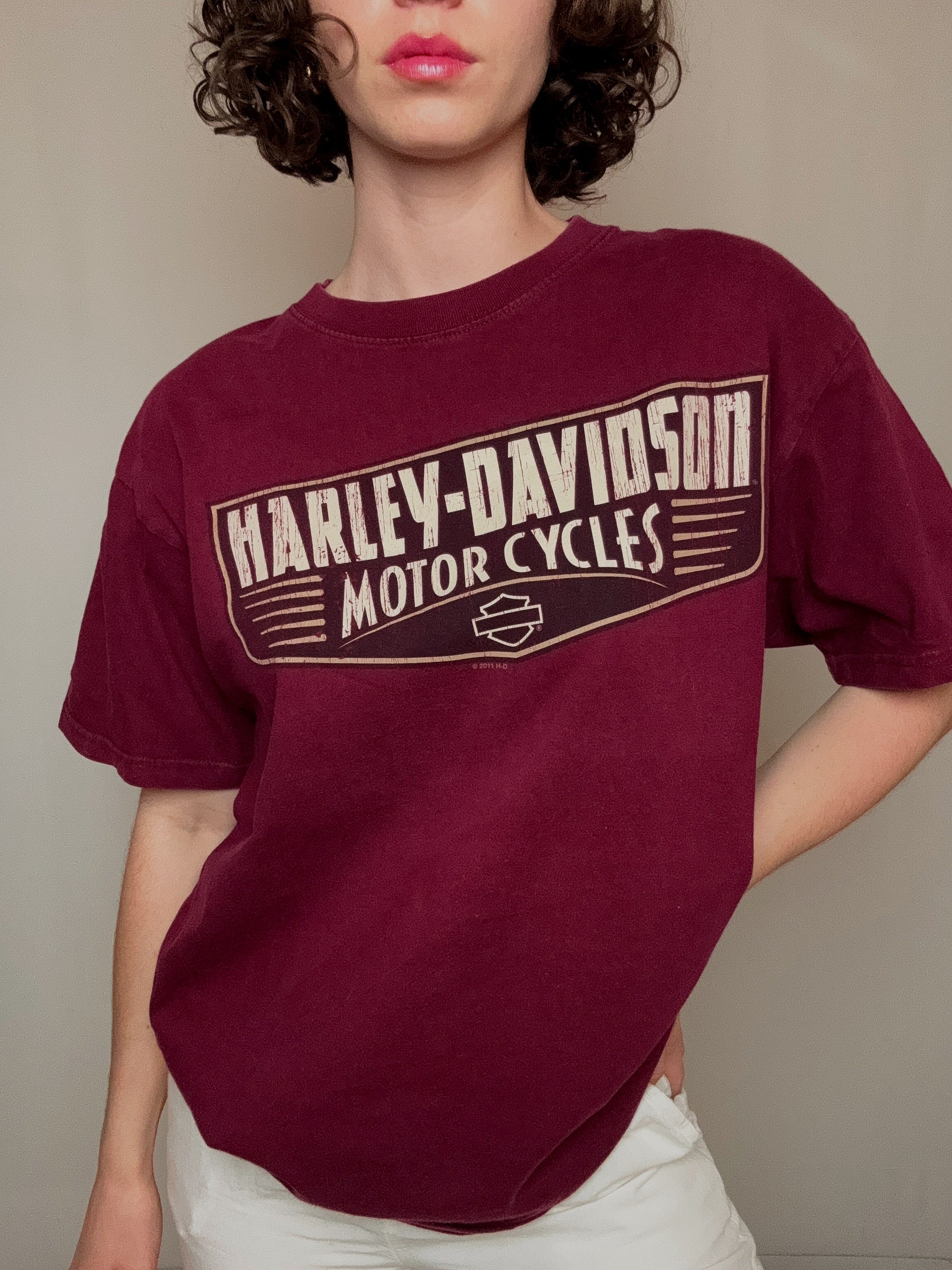 Burgundy Harley Davidson L vintage t-shirt