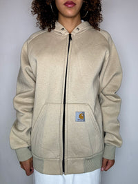 CARHARTT M Vintage-beige dicker Zip-Up-Hoodie