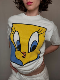 Weißes T-Shirt Tweety Größe S Vintage