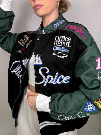 Veste de collection noire et verte JH DESIGN x NASCAR Old spice L