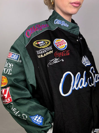 Veste de collection noire et verte JH DESIGN x NASCAR Old spice L