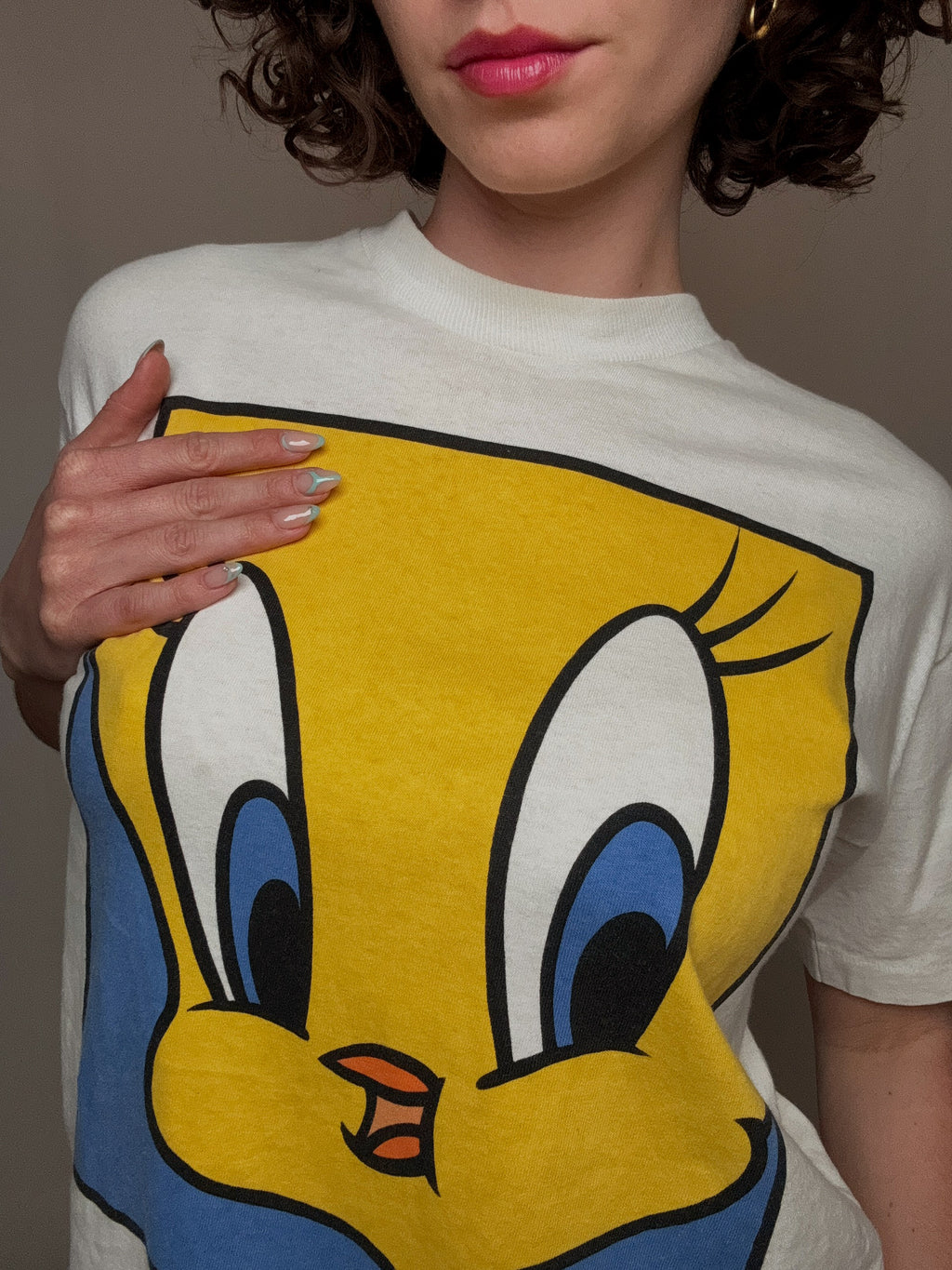 Weißes T-Shirt Tweety Größe S Vintage