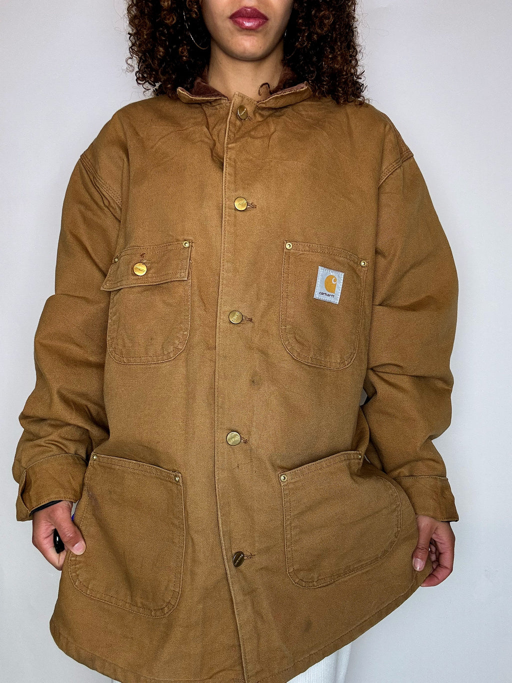 CARHARTT vintage beige lined jacket XL