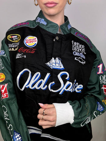 Veste de collection noire et verte JH DESIGN x NASCAR Old spice L