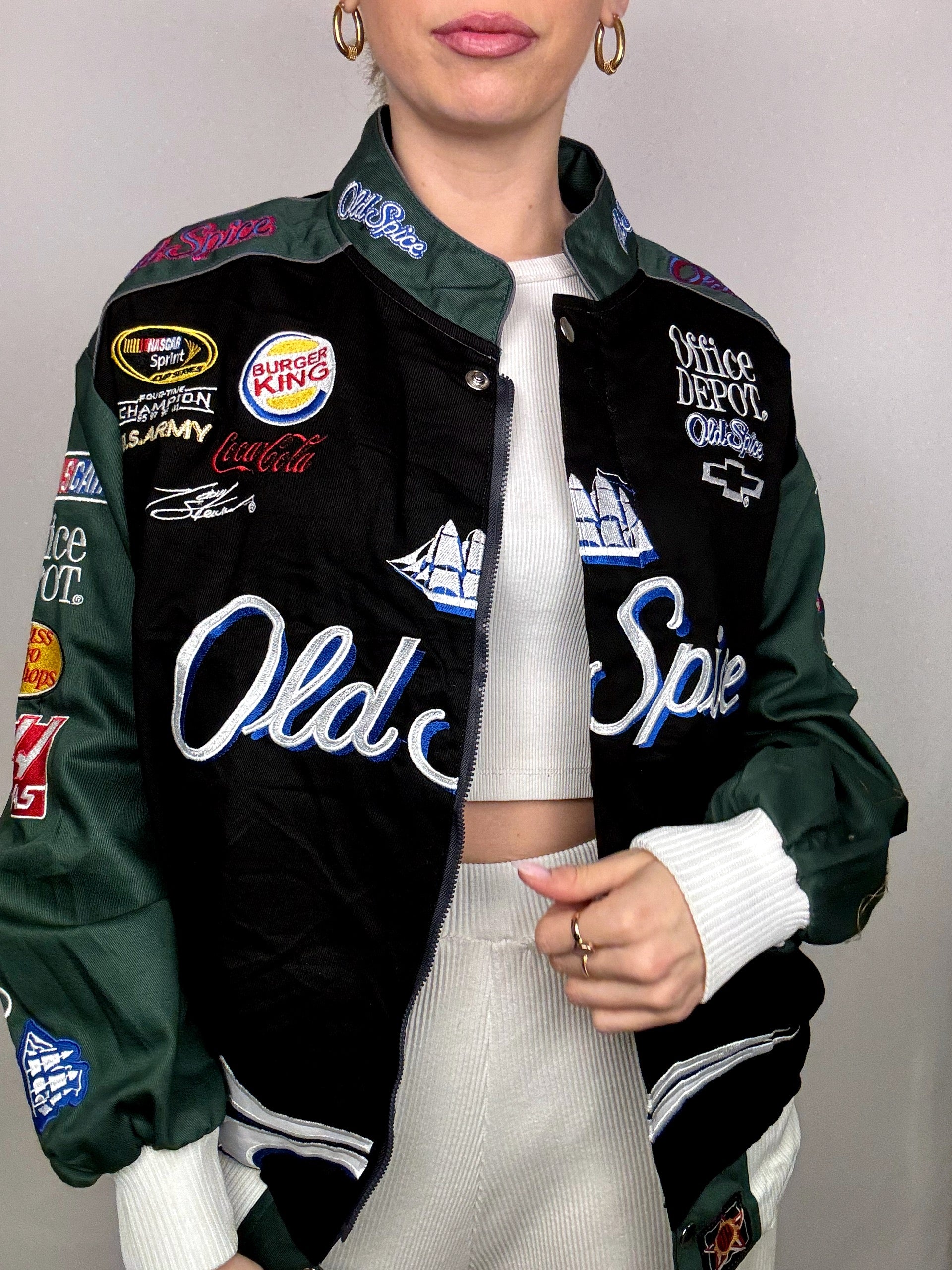 JH DESIGN x NASCAR Old Spice Black and Green Collection Jacket L