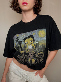 Schwarzes Betty Boop x Van Gogh T-Shirt 2XL Vintage