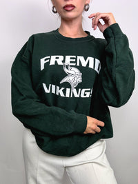 Vintage grünes Rundhals-Sweatshirt