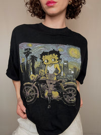 Schwarzes Betty Boop x Van Gogh T-Shirt 2XL Vintage