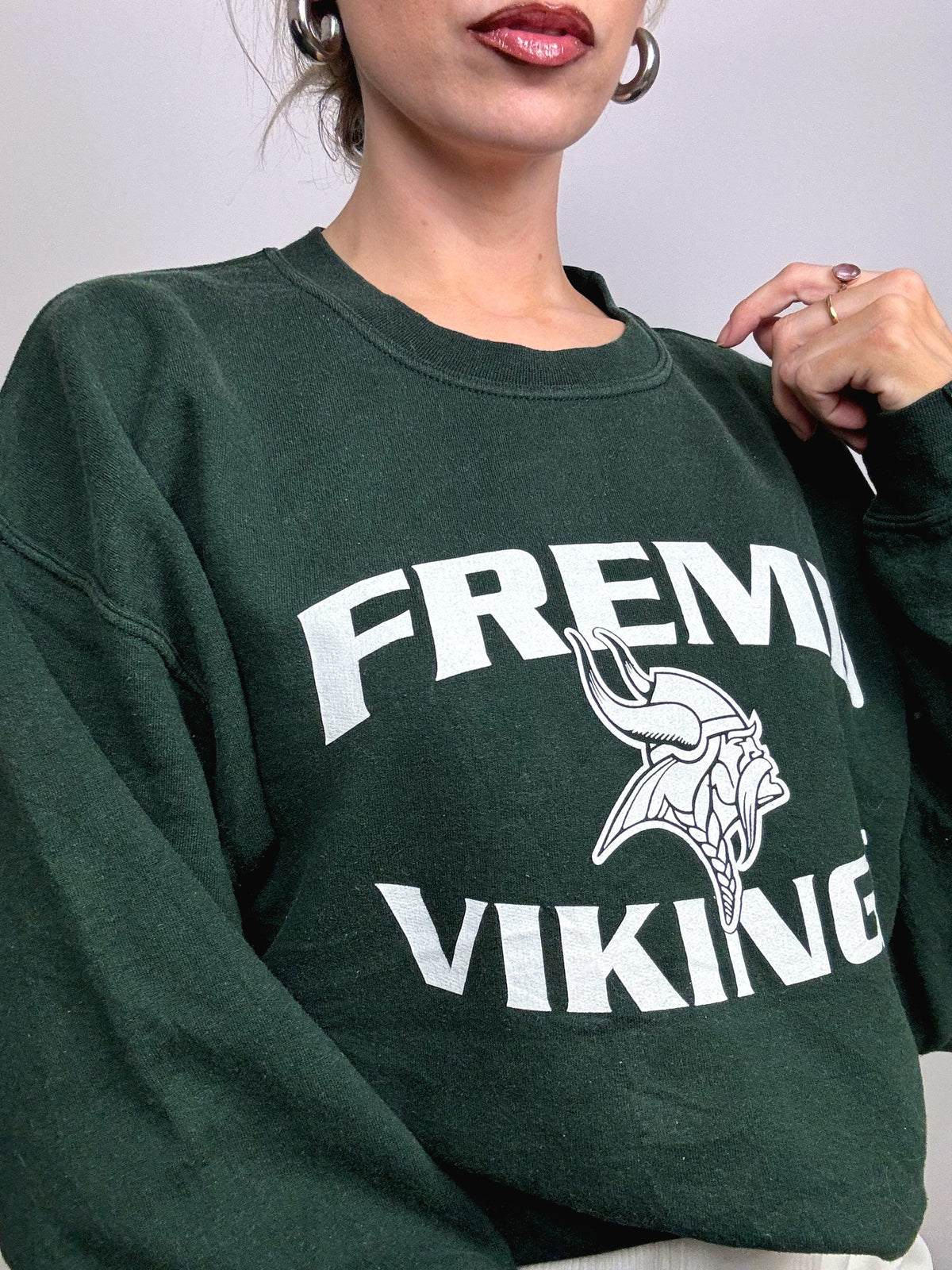 Vintage grünes Rundhals-Sweatshirt