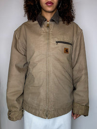 Beige lined jacket with brown collar CARHARTT L vintage