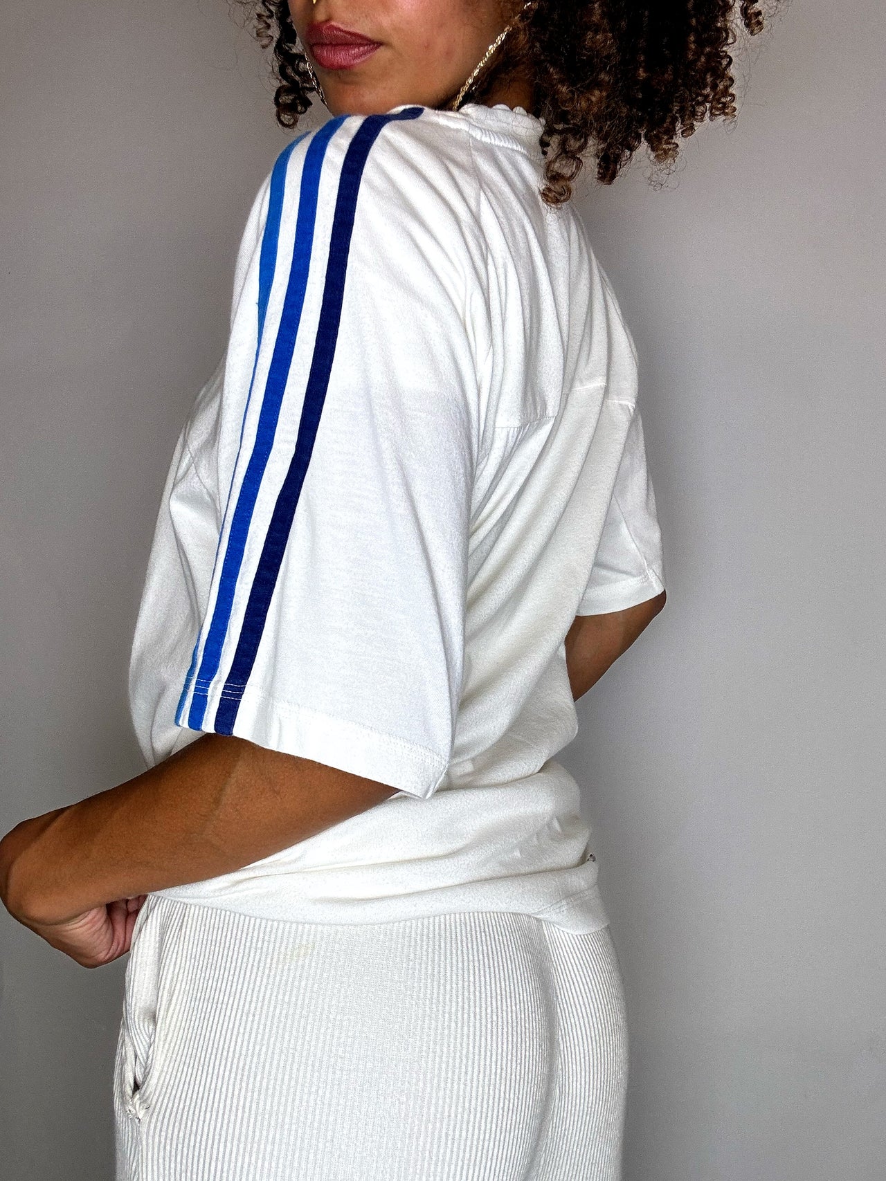 Tee shirt gris blanc ADIDAS L vintage