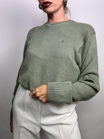 Pull vert en maille vintage