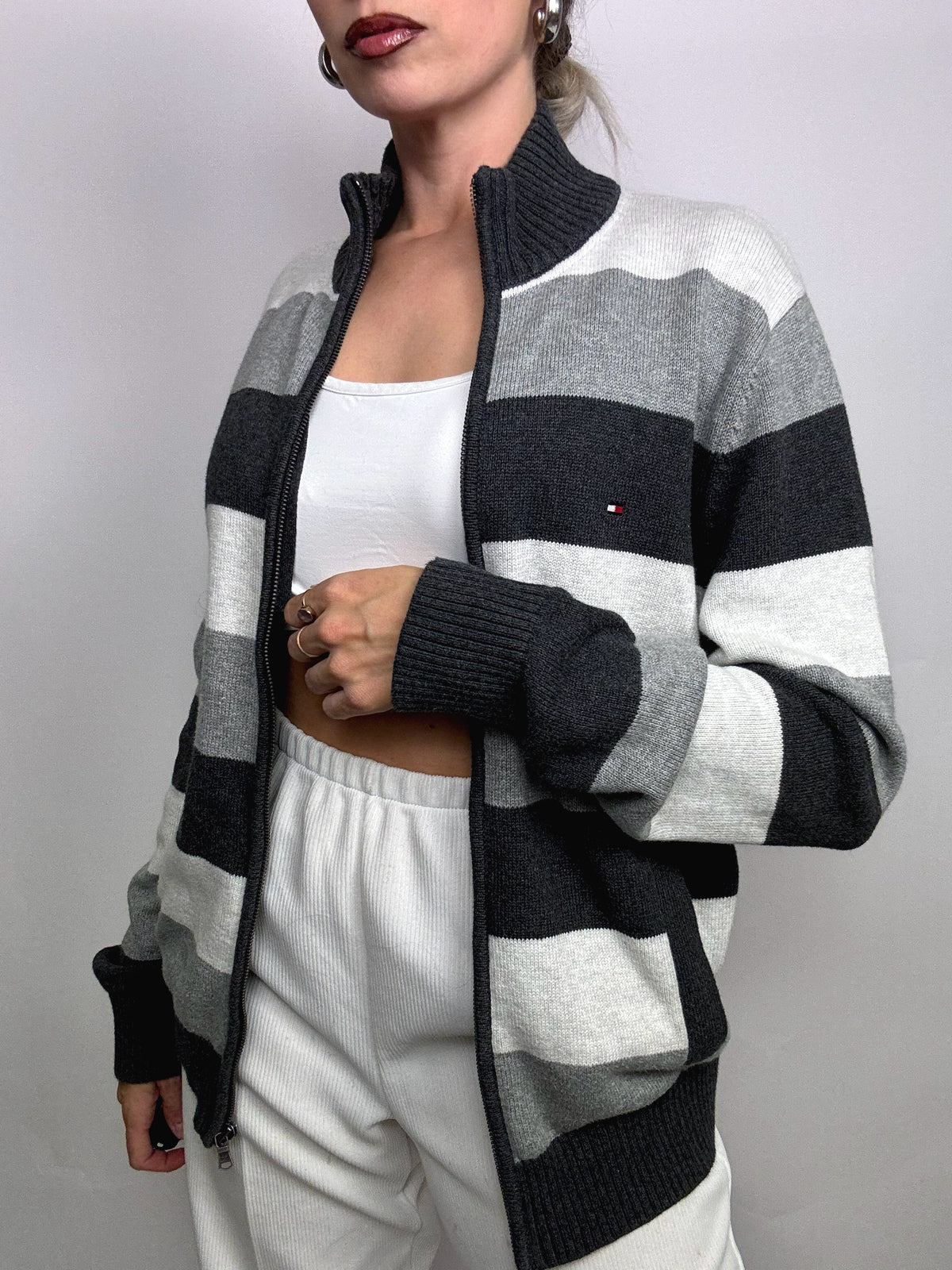 Vintage TOMMY HILFIGER knit zip cardigan