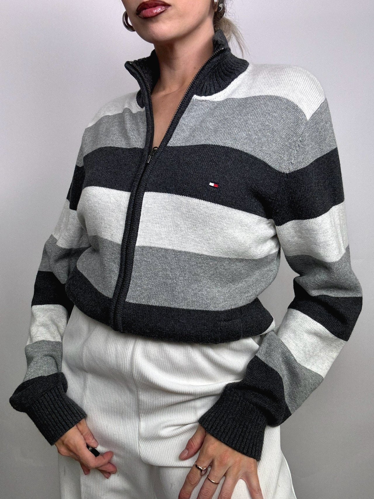 Cardigan zip en maille TOMMY HILFIGER vintage