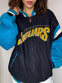 Vintage embroidered black and blue bomber jacket XL